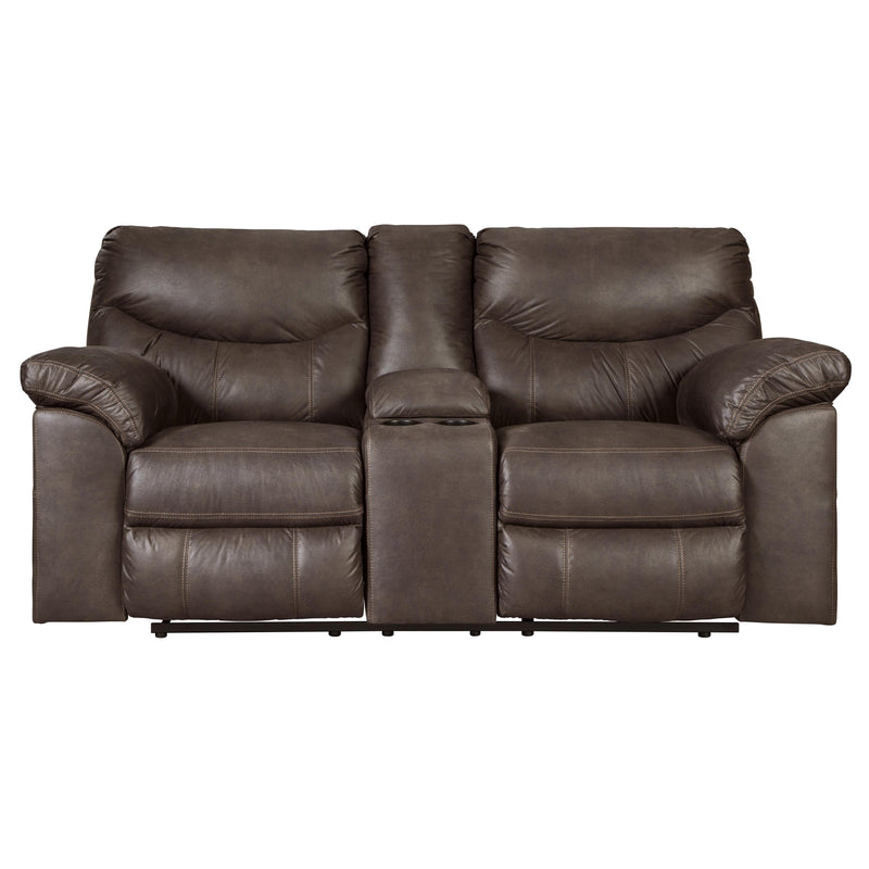  Signature Design by Ashley Boxberg Reclining Leather Look Loveseat with Console 3380394 IMAGE 1