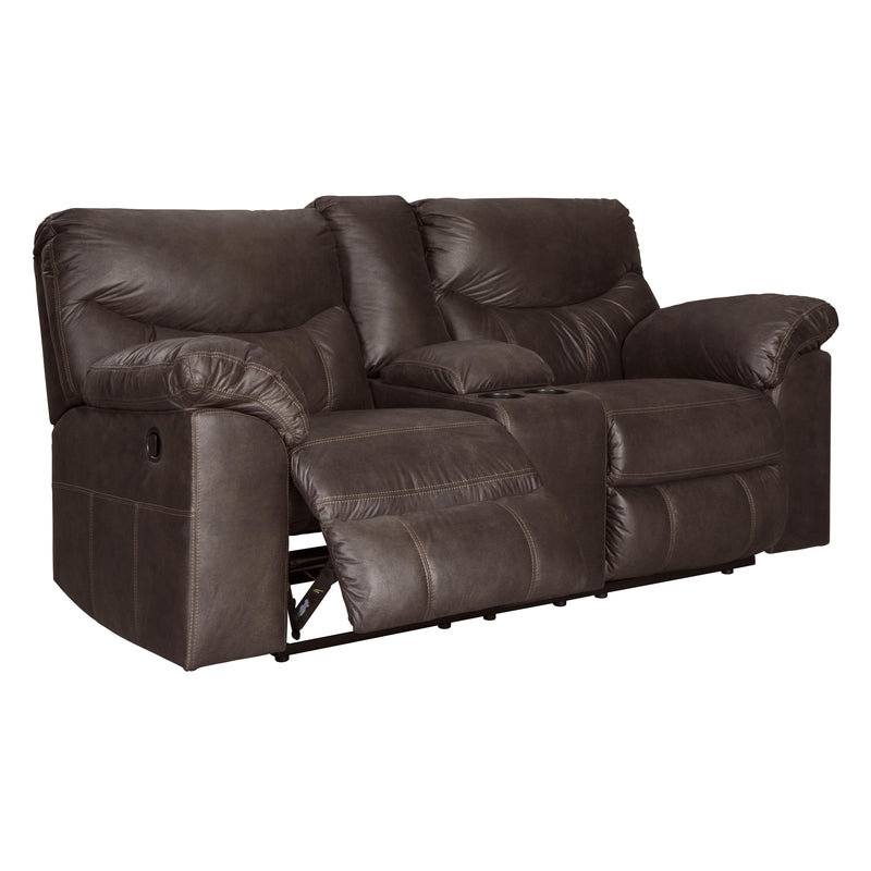  Signature Design by Ashley Boxberg Reclining Leather Look Loveseat with Console 3380394 IMAGE 2