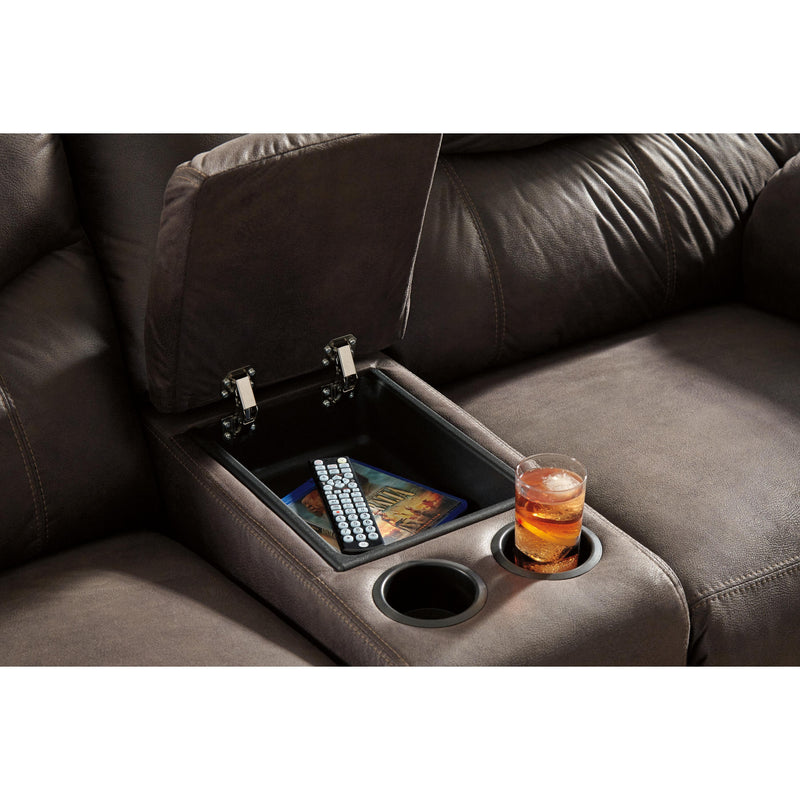  Signature Design by Ashley Boxberg Reclining Leather Look Loveseat with Console 3380394 IMAGE 4