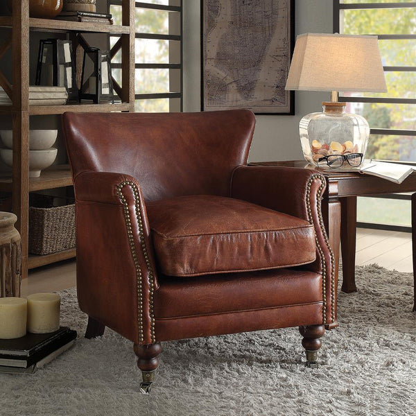 Acme Furniture Leeds Stationary Leather Accent Chair 96679 IMAGE 1