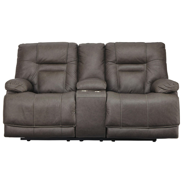  Signature Design by Ashley Wurstrow Power Reclining Leather Match Loveseat with Console U5460218 IMAGE 1