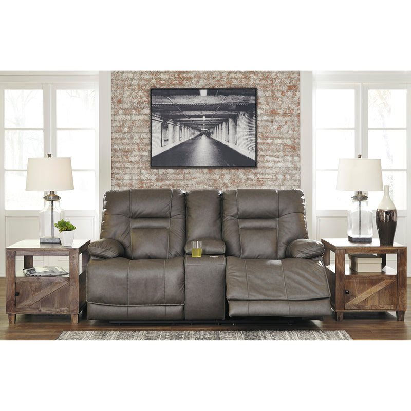  Signature Design by Ashley Wurstrow Power Reclining Leather Match Loveseat with Console U5460218 IMAGE 5
