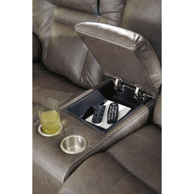  Signature Design by Ashley Wurstrow Power Reclining Leather Match Loveseat with Console U5460218 IMAGE 6