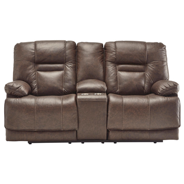  Signature Design by Ashley Wurstrow Power Reclining Leather Match Loveseat with Console U5460318 IMAGE 1
