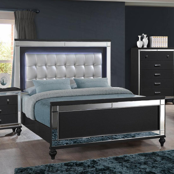 New Classic Furniture Valentino Black King Upholstered Panel Bed BA9698B-110/BA9698B-120/BA9698B-330 IMAGE 1