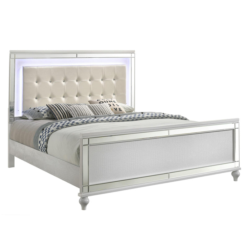 New Classic Furniture Valentino BA9698W King Upholstered Bed - White IMAGE 1