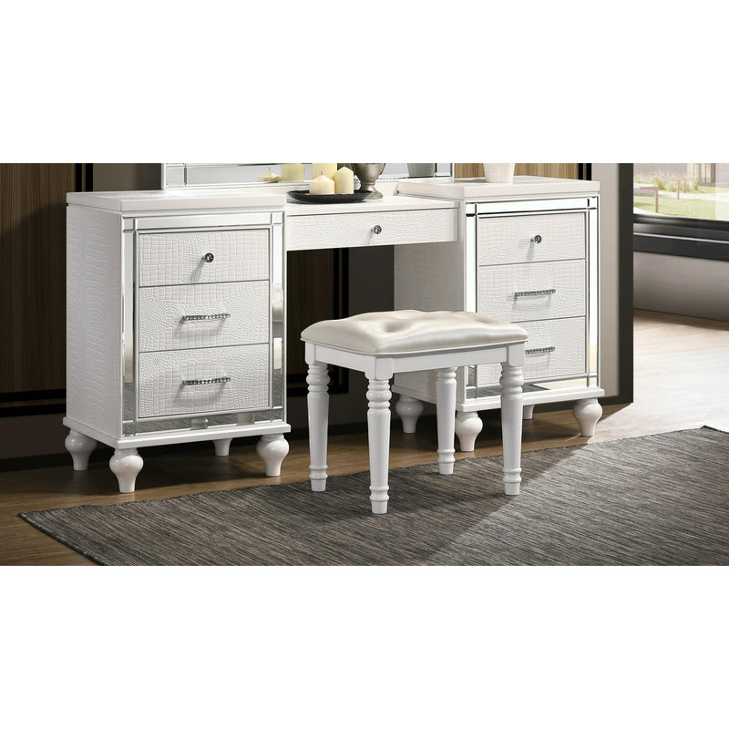New Classic Furniture Valentino BA9698W Vanity Stool - White IMAGE 2