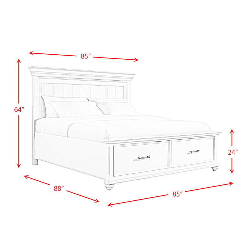  Elements International Slater SR650KB King Platform Storage Bed - White IMAGE 11