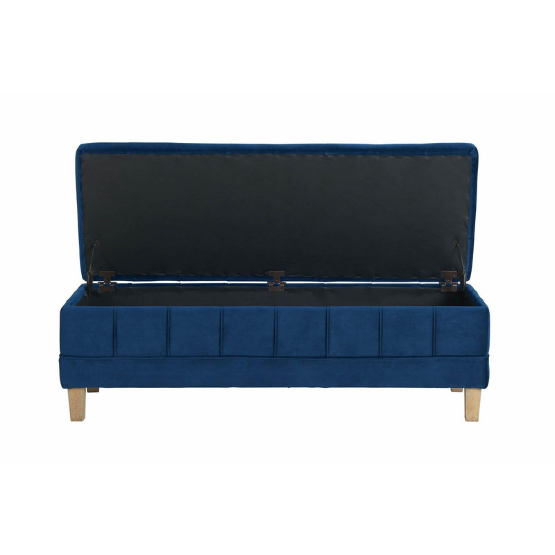  Elements International Crosby Tufted Storage Ottoman - Cobalt IMAGE 4