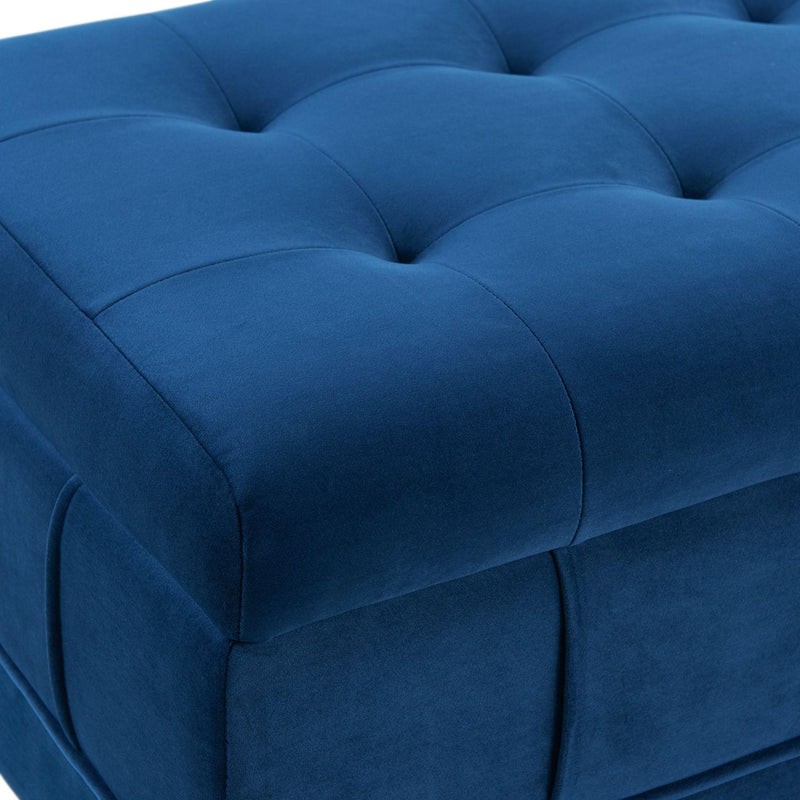  Elements International Crosby Tufted Storage Ottoman - Cobalt IMAGE 9