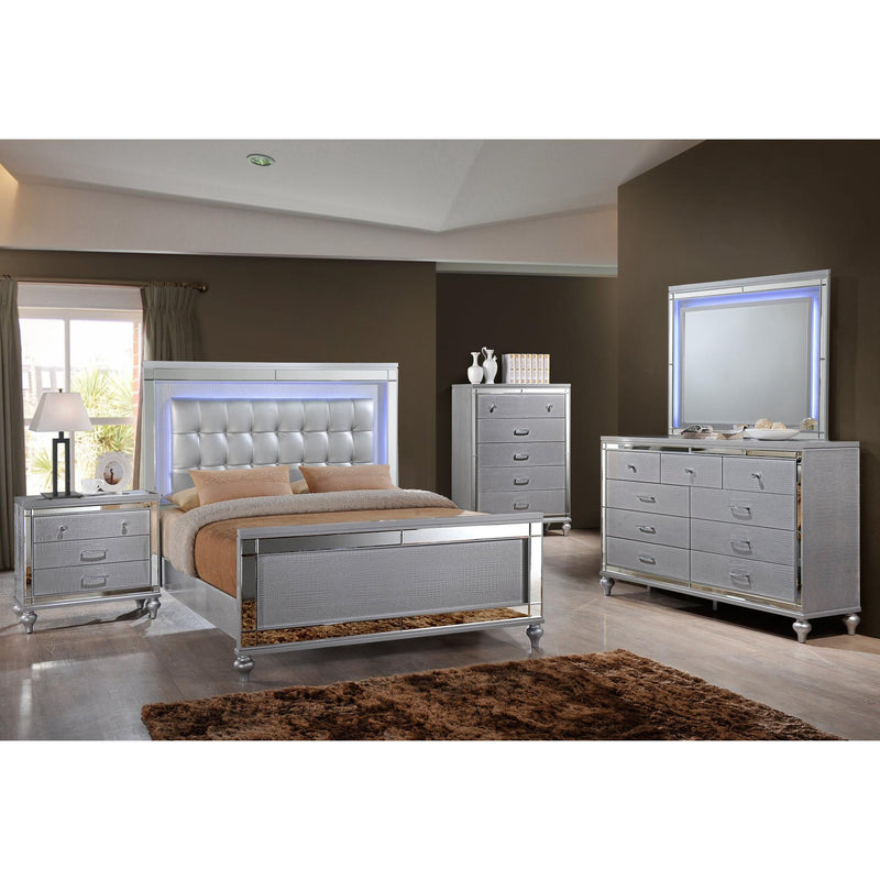 New Classic Furniture Valentino BA9698S California King Upholstered Bed - Silver IMAGE 2