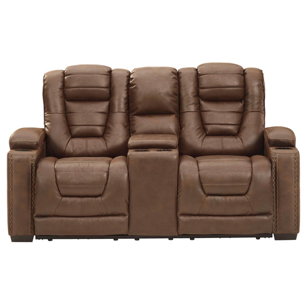  Signature Design by Ashley Owner's Box 2450518 Power Reclining Loveseat with Console and Adjustable Headrest IMAGE 1