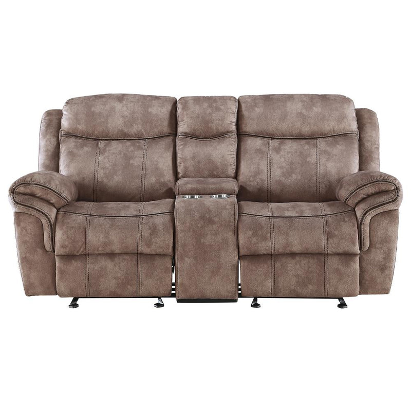 Acme Furniture Zubaida 55021 Glider Loveseat with Console - Two Tone Chocolate IMAGE 3