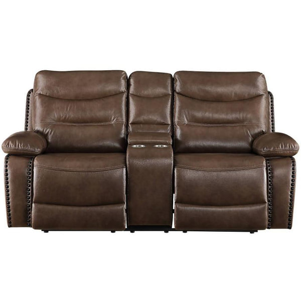 Acme Furniture Aashi 55421 Motion Loveseat with Console - Brown IMAGE 1