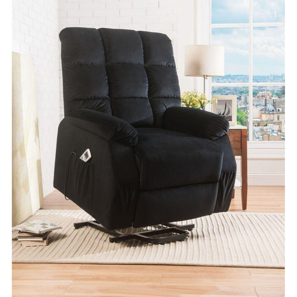 Acme Furniture Ipompea 59262 Recliner With Power Lift & Massage - Black Velvet IMAGE 1