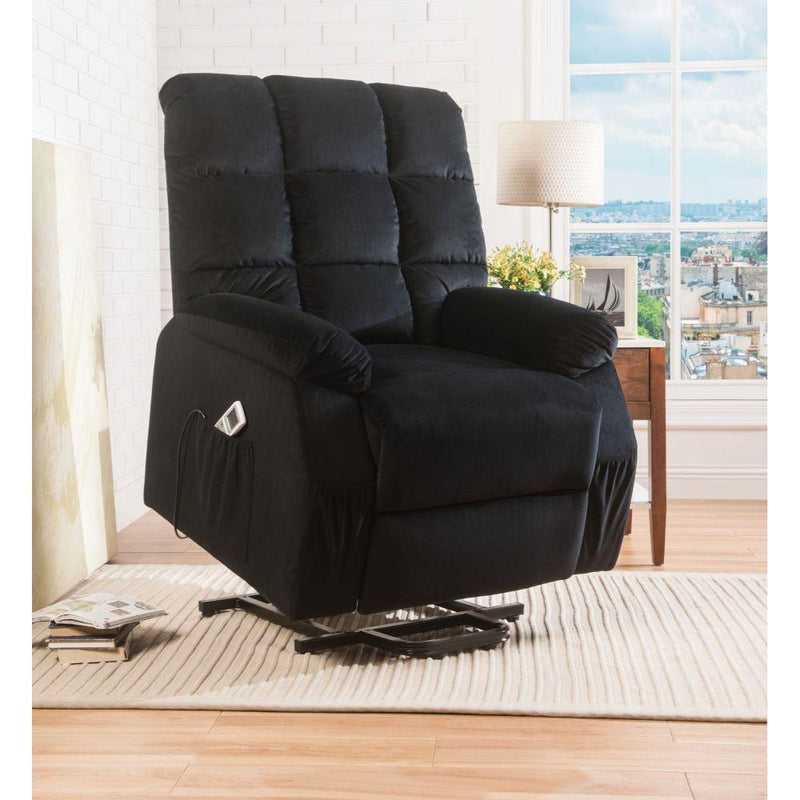 Acme Furniture Ipompea 59262 Recliner With Power Lift & Massage - Black Velvet IMAGE 1
