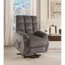 Acme Furniture Ipompea 59263 Recliner With Power Lift & Massage - Gray Velvet IMAGE 1