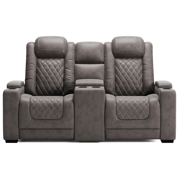  Signature Design by Ashley HyllMont 9300318 Power Reclining Loveseat with Console and Adjustable Headrest IMAGE 1