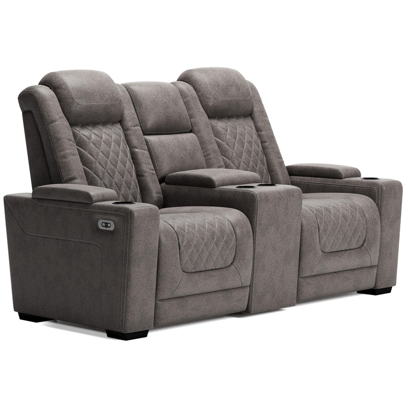  Signature Design by Ashley HyllMont 9300318 Power Reclining Loveseat with Console and Adjustable Headrest IMAGE 2