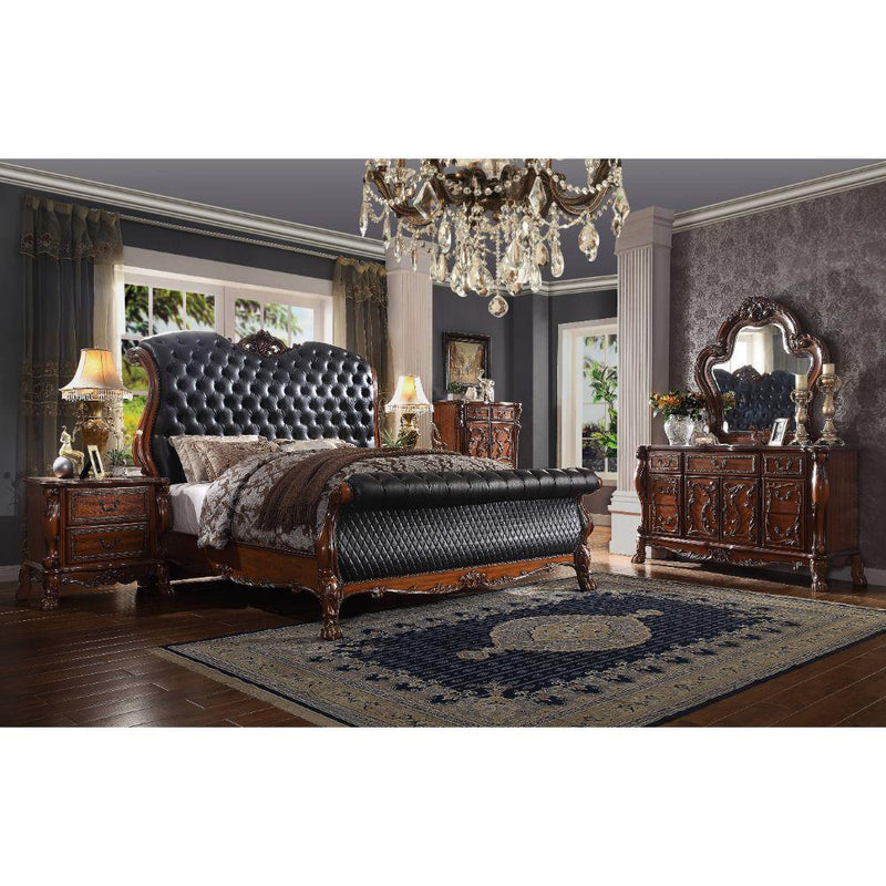 Acme Furniture Dresden 28230Q Queen Bed - Cherry Oak and PU IMAGE 5