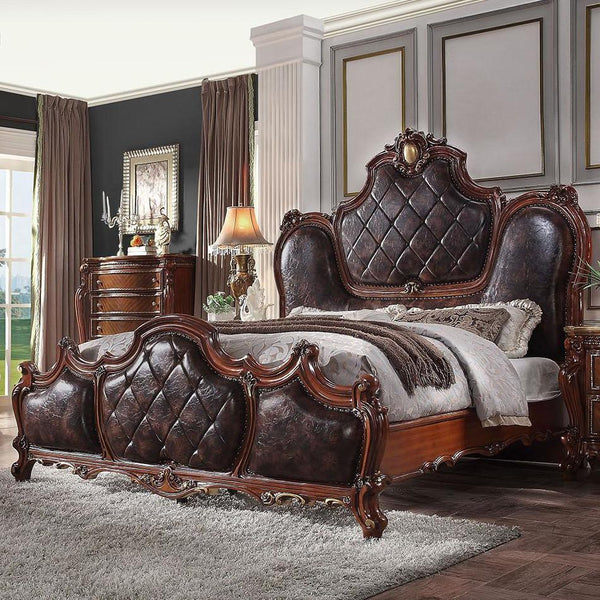 Acme Furniture Picardy 28234CK California King Bed - PU and Cherry Oak IMAGE 1