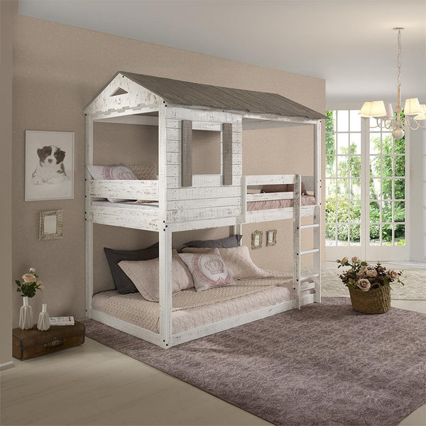 Acme Furniture Darlene 38135 Twin Over Twin Bunk Bed - Rustic White IMAGE 1
