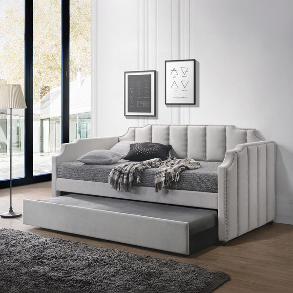 Acme Furniture Peridot 39410 Daybed & Trundle - Dove Gray Velvet IMAGE 1