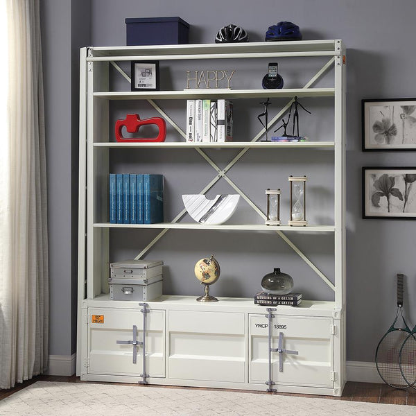 Acme Furniture Cargo 39882 Bookshelf & Ladder - White IMAGE 1