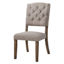 Acme Furniture Bernard 66187 Side Chair - Cream Linen & Weathered Oak IMAGE 1