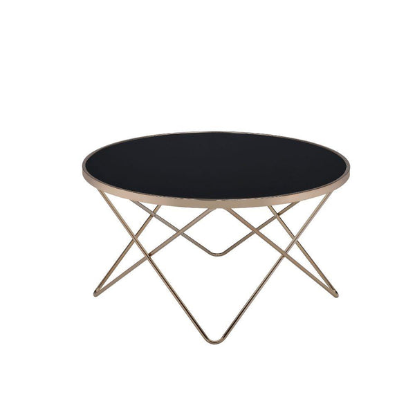 Acme Furniture Valora 81830 Coffee Table - Champagne & Black Glass IMAGE 1