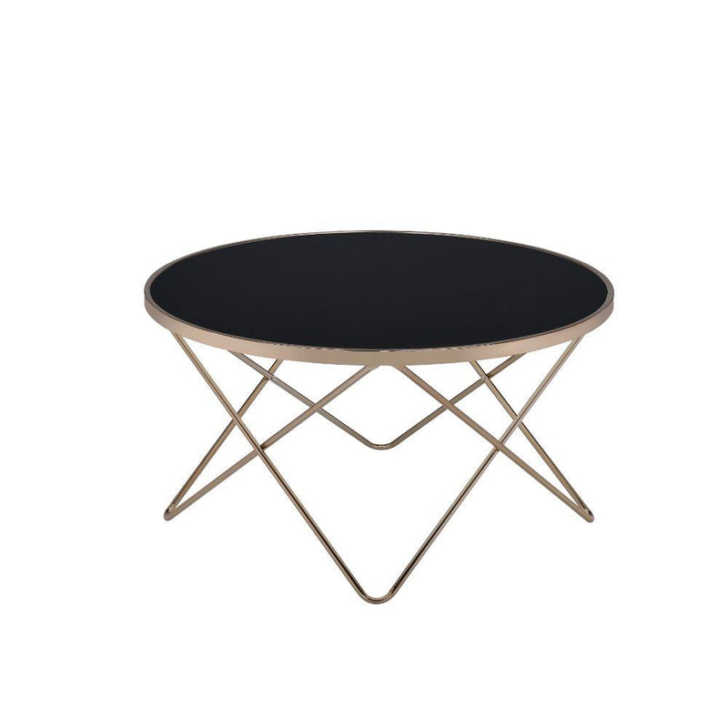 Acme Furniture Valora 81830 Coffee Table - Champagne & Black Glass IMAGE 1