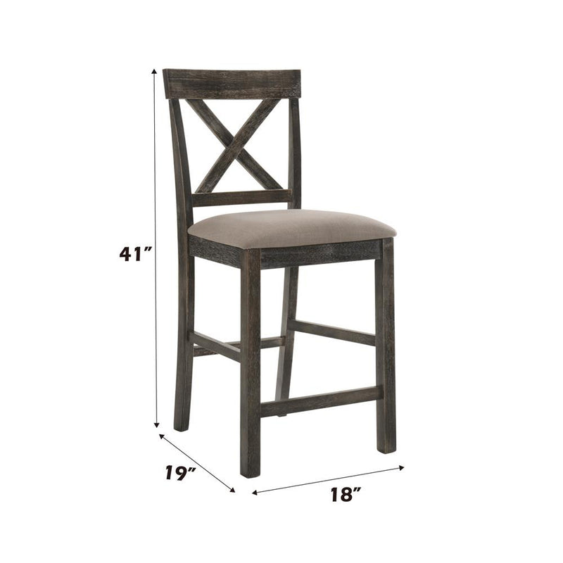 Acme Furniture Martha II 73832 Counter Height Chair - Tan Linen & Weathered Gray IMAGE 5