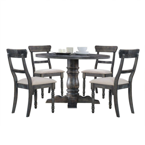 Acme Furniture Leventis 74642 Side Chair - Light Brown Linen & Weathered Gray IMAGE 1