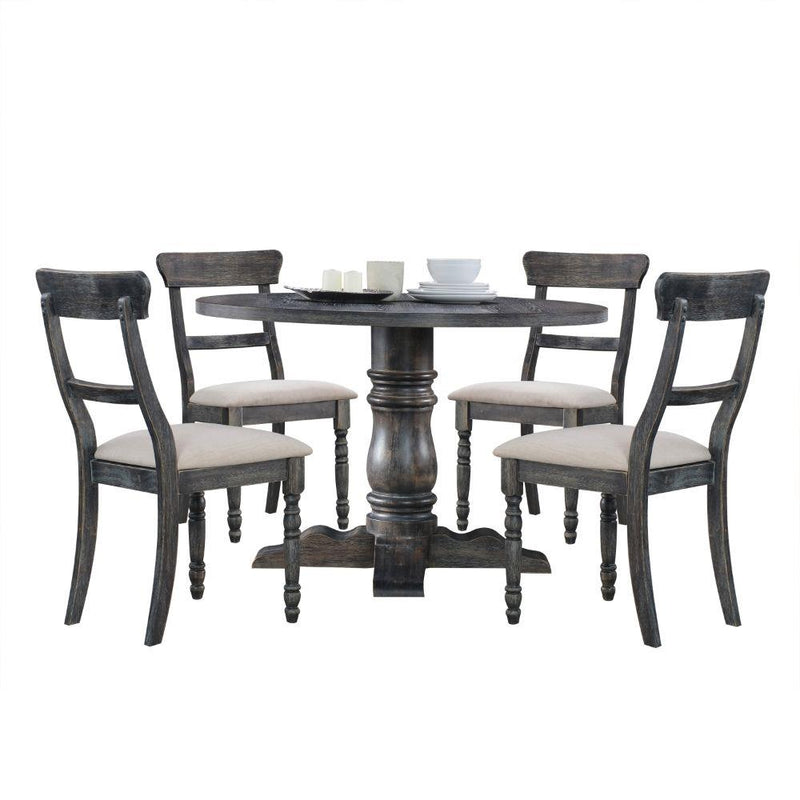 Acme Furniture Leventis 74642 Side Chair - Light Brown Linen & Weathered Gray IMAGE 1