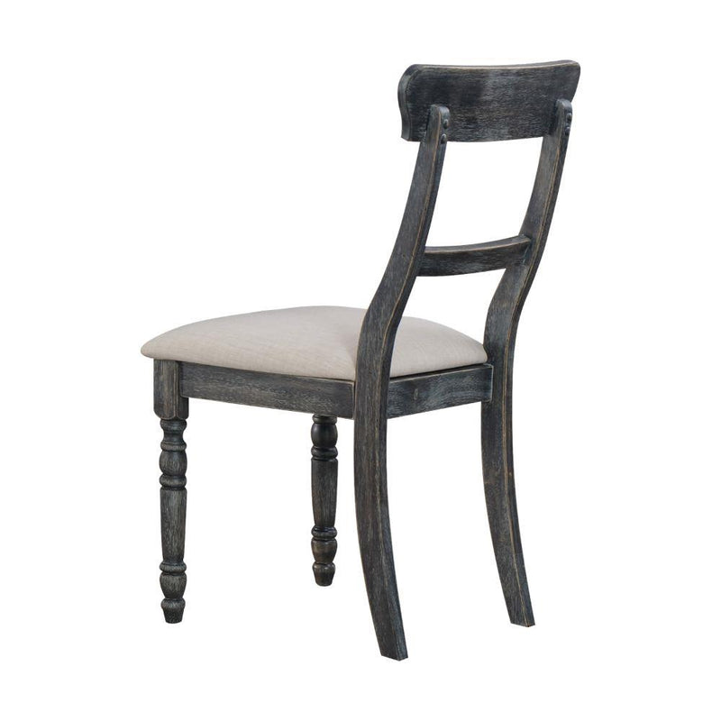 Acme Furniture Leventis 74642 Side Chair - Light Brown Linen & Weathered Gray IMAGE 2