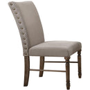 Acme Furniture Leventis 74657 Side Chair - Cream Fabric & Weathered Oak IMAGE 1