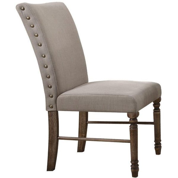 Acme Furniture Leventis 74657 Side Chair - Cream Fabric & Weathered Oak IMAGE 1