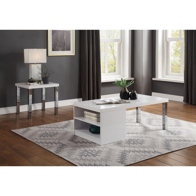 Acme Furniture Harta 82332 End Table - White & Chrome IMAGE 3