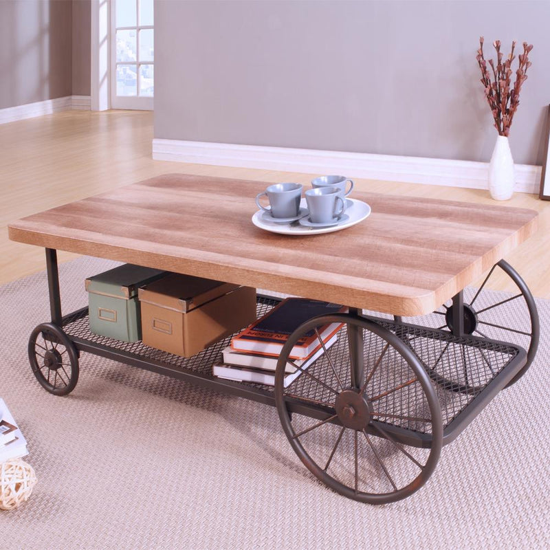 Acme Furniture Francie 82860 Coffee Table - Oak & Antique Gray IMAGE 6