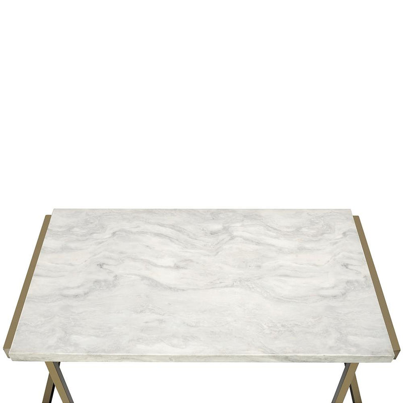 Acme Furniture Boice II 82873 Sofa Table - Faux Marble & Champagne IMAGE 4