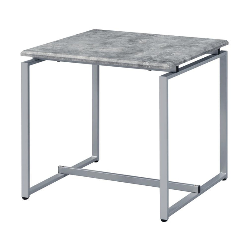 Acme Furniture Jurgen 83235 3 pc Coffee & End Set - Faux Concrete & Silver IMAGE 5