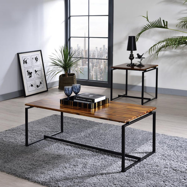 Acme Furniture Jurgen 83240 3 pc Coffee & End Set - Oak & Black IMAGE 1
