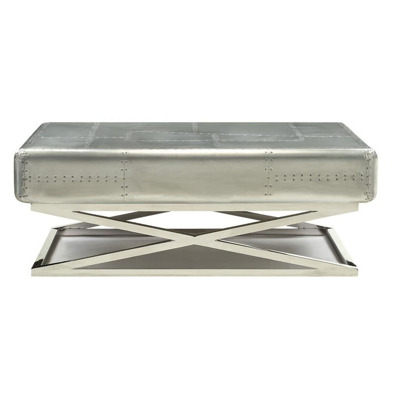 Acme Furniture Brancaster 83555 Coffee Table - Antique Oak & Aluminum IMAGE 6