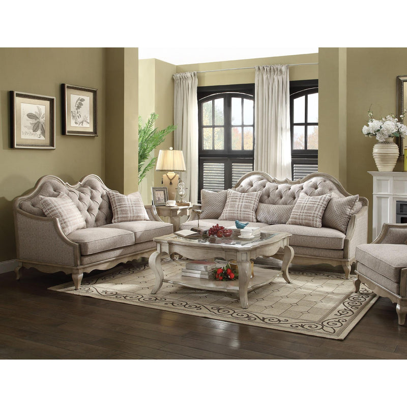 Acme Furniture Chelmsford 86052 End Table - Antique Taupe & Clear Glass IMAGE 3