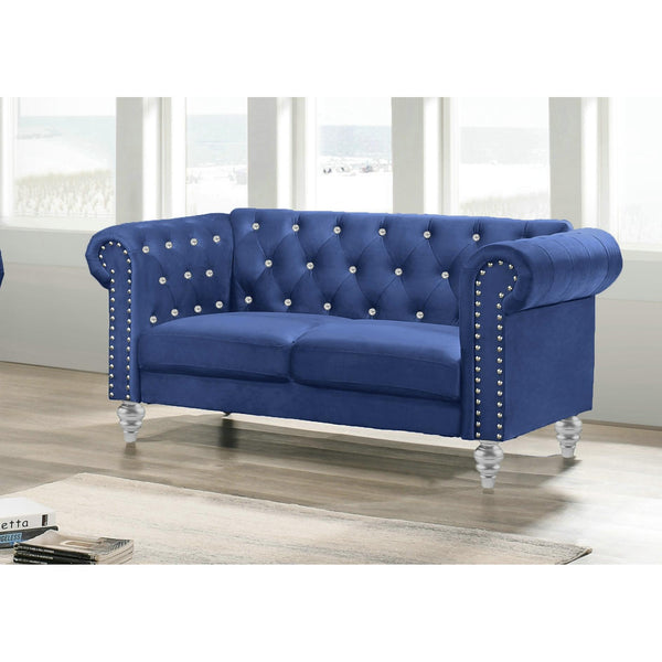 New Classic Furniture Emma Crystal UKD13 Loveseat - Royal Blue IMAGE 1