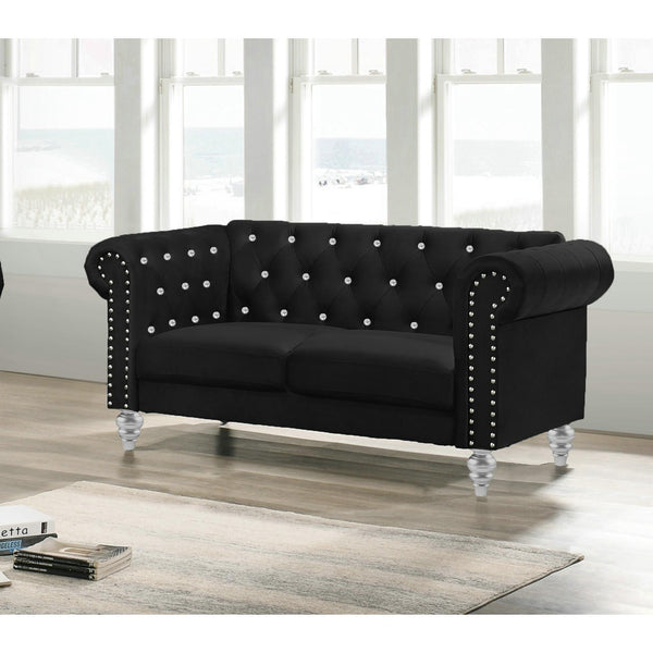 New Classic Furniture Emma Crystal UKD13 Loveseat - Black IMAGE 1