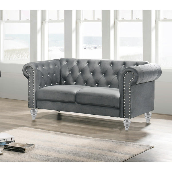 New Classic Furniture Emma Crystal UKD13 Loveseat - Gray IMAGE 1