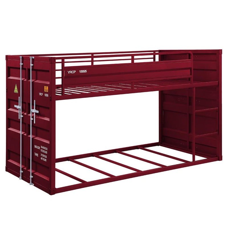 Acme Furniture Cargo 38280 Twin Over Twin Bunk Bed - Red IMAGE 2
