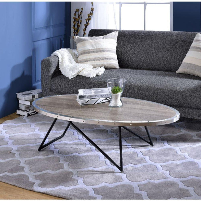 Acme Furniture Allis 81730 Coffee Table - Weathered Gray Oak IMAGE 4