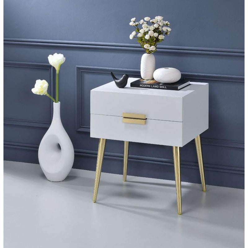 Acme Furniture Denvor 84496 End Table - White & Gold IMAGE 6